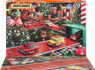 Kalendar Advent Matchbox Cars, 10 makina metalike 1:64, 14 aksesorë, shumëngjyrësh