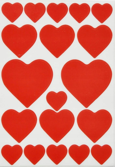 Sticker dekorativ Hearts 3827, letër, 10 copë, të kuqe