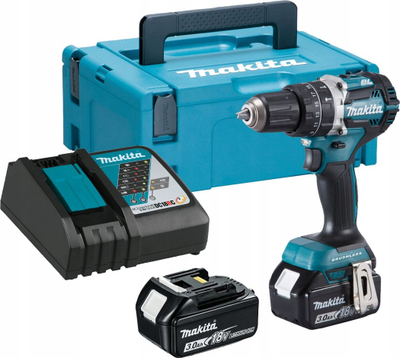 Trapano me goditje Makita DHP484RFJ, 18V, 2 bateri 3Ah, blu