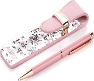 Set stilolaps MCD Pen With Case For Mom, metalik, me kuti PU, rozë