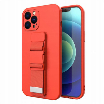 Mbrojtëse telefoni Hurtel Rope Case për Xiaomi Poco M4 Pro 5G, silikon, me rrip, e kuqe