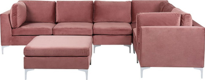 Kënd divan Beliani Evja, modular për 6 veta, me ottoman, rozë