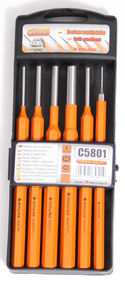Set daltash dhe grushtash RICHMANN C5801, 6 copë, çelik i fortifikuar, portokalli