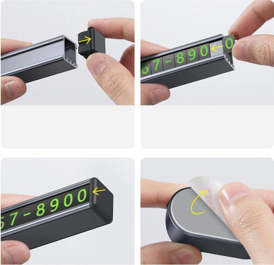 Магнетна паркинг табличка Baseus, 11 cm, флуоресцентни цифри, темно сива