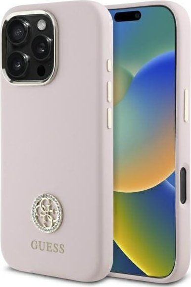 Kllëf telefoni Guess GUHCP16XM4DGPP për iPhone 16 Pro Max 6.9", silikon, rozë e çelët