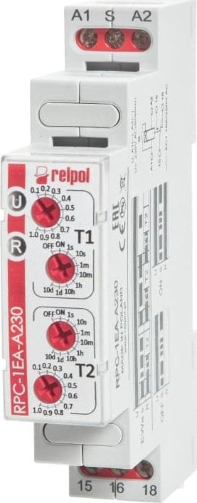 Relé kohe Relpol RPC-1EA-A230, 1 sekondë gjer në 10 ditë, 230V AC, njëpolare