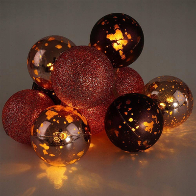 Dekor drita Krishtlindjeje LED, 10 toptha 30cm, me bateri, vjollcë