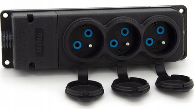 Prizë gome me kapak Emos, 16A 230V, 3x 2P+E, IP44, e zezë