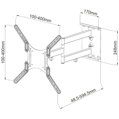 Mbajtëse muri për TV Techly, 23"-55", e zezë