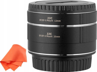 Set tuba zgjerimi makro JJC AET CS2, 12mm dhe 25mm, për Canon EF / EF-S, ngjyrë e zezë