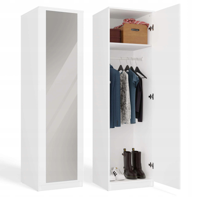 Dolap Malwa Wardrobe, 50 cm, me pasqyrë, i bardhë matt