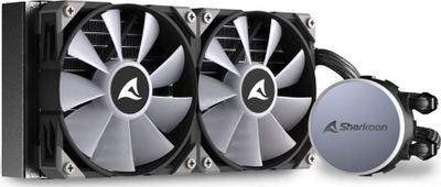 Ftohës uji për procesor Sharkoon S70 RGB, radiator 240 mm, dy ventilatorë RGB, i zi