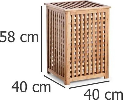 Shportë rrobash Zeller, bambu, katrore 58 cm, kafe natyrale