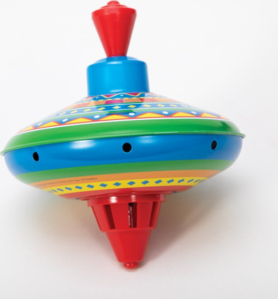Top rrotullues prej metali Spinning Tin Top, 14 cm, me zë, shumëngjyrësh