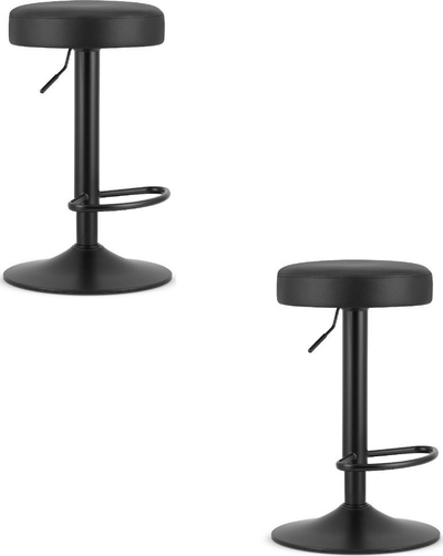 Set karrigesh bari Tables, 2 copë, eko lëkurë, të zeza