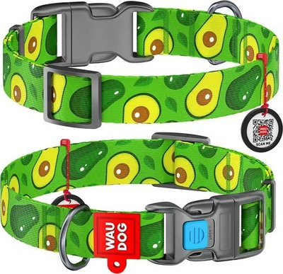 Qafore qeni WAUDOG Nylon Avocado, me QR, XS, jeshile e çelët