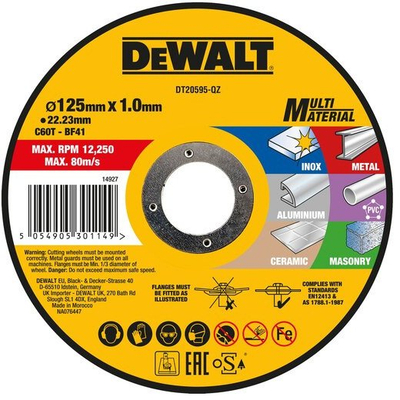 Disk prerës DeWALT DT20595 QZ, Ø125mm, për shumë lloje materiali