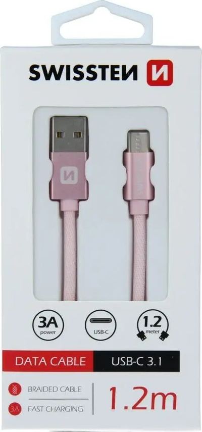Kabllo karikimi SWISSTEN USB në USB C, 1.2m, ngjyrë argjendi