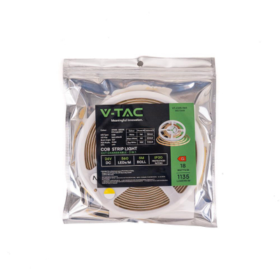 Shirita V-TAC LED SMD 2835 COB, 18W/m, 8mm, IP20/IP65, të bardha/RGB