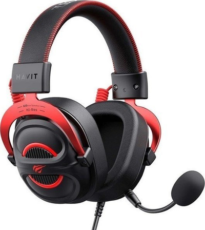 Kufje gaming Havit H2002E Pro, stereo me kabllo, mikrofon, të zeza me të kuqe