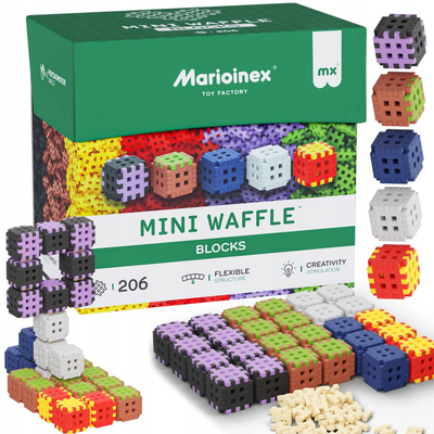 Lodër konstruktore Marioinex Mini Waffle, 206 pjesë, shumëngjyrëshe
