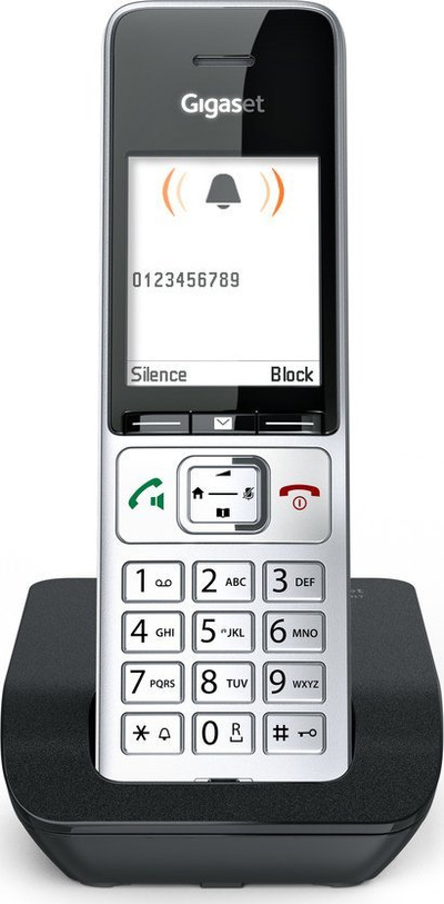 Telefoni fiks Gigaset COMFORT 500, analog, ekran 2.2", argjendtë e zi