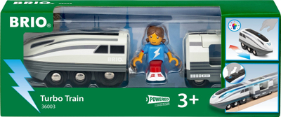 Играчка воз со батерии BRIO World Turbo Train 36003, со светла, за деца 3+