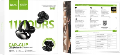 Kufje wireless Hoco EW57 Auspicious, True Wireless, me kuti karikimi, të zeza
