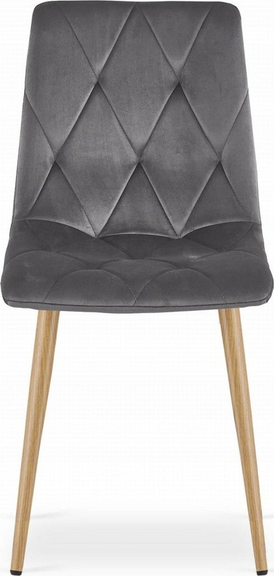 Set karrigesh Oskar Modernity Gray, kadife gri e errët, këmbë ngjyrë druri