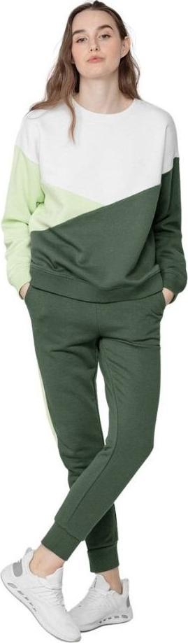 Bluzë sweat për goca 4F W H4L22 BLD013, pambuk, prerje klasike, e bardhë me jeshile