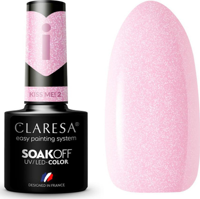 Llakk xhel për thonj Claresa SoakOff UV LED Color Kiss Me, nuanca 2, 5g, rozë