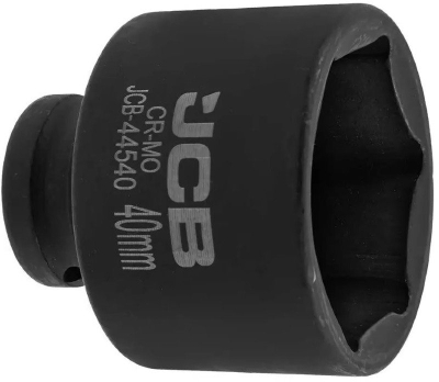 Çelës goditës JCB 1/2", 40mm, 6-këndësh, i zi