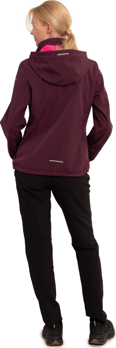 Xhaketë softshell për femra Icepeak Brenham, rezistente ndaj erës, me kapuç të heqshëm, vishnje