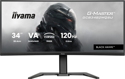 Закривен гејминг монитор Iiyama G-MASTER GCB3482WQSU-B1, 34\", UWQHD, 120Hz, црн