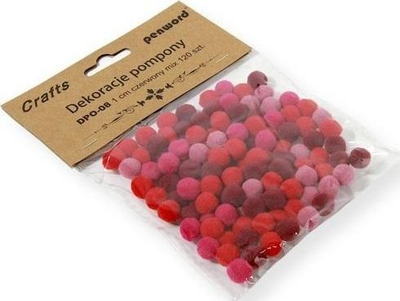 Pompoma zbukuruese Penword mix red, 1 cm, pako me 120 copë, të kuqe