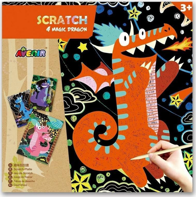 Set vizatimi Avenir Scratch 4 Magic Dragon, 4 kartona, 3+