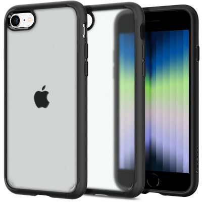 Mbrojtëse për celular iPhone SE 2022/2020/8/7 Spigen Ultra Hybrid, transparente / e zezë