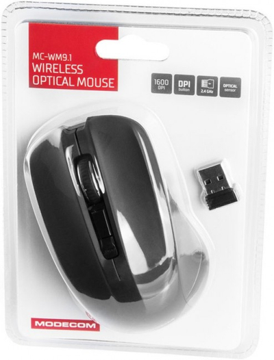 Maus Modecom WM9.1, безжичен, оптички 1600 DPI, црн