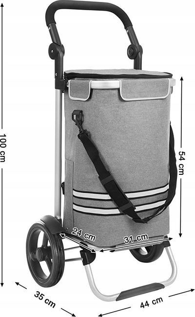 Karre pazar SONGMICS, palosës, me çantë termike 35L, gri