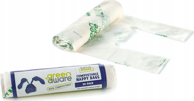Qese kompostuese për pelena GreenAware Nappy Bags, 30 copë, me doreza, jeshile
