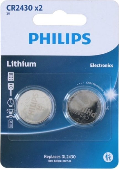 Bateri litiumi Philips CR2430, 3V, set 2 copë