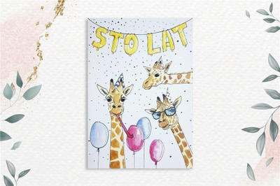 Kartolinë HENRY A5 Giraffes, me zarf, dizajn i artë