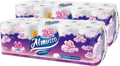 Letër higjienike Almusso Unscented, 3 shtresa, 20 copa, e bardhë