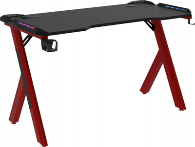 Tavolinë gaming Cortek RGB 140cm, 140x60cm, me drita RGB, e zezë e kuqe