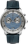 Ora burrash Zeppelin Friedrichshafen Chronograph 85843, quartz, rrip lëkure, me kornizë çeliku, me cadran blu