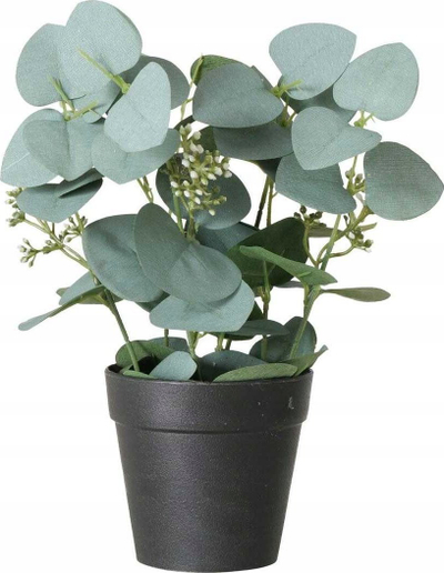 Bimë artificiale Boltze Home sage eucalyptus, në vazo, jeshile, vazo e zezë