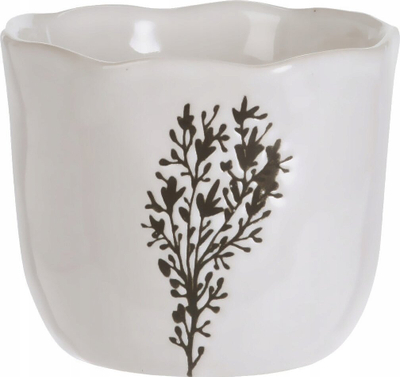 Vazo dekorative Home Styling Collection, qeramike, Ø12.5 cm, e bardhë me print