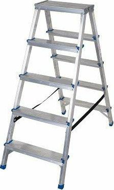 Алуминиумска скала AWTOOLS Ladder Stool, 5 чекори, 150kg, сребрена