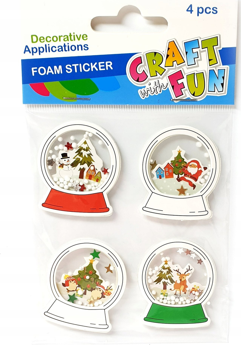 Ngjitëse dekorative Craft with Fun Christmas Stickers Eva Ball, motive Krishtlindjesh, material EVA, shumëngjyrëshe