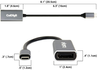 Adapter CalDigit USBC-DP14, USB-C në DisplayPort, i argjendtë